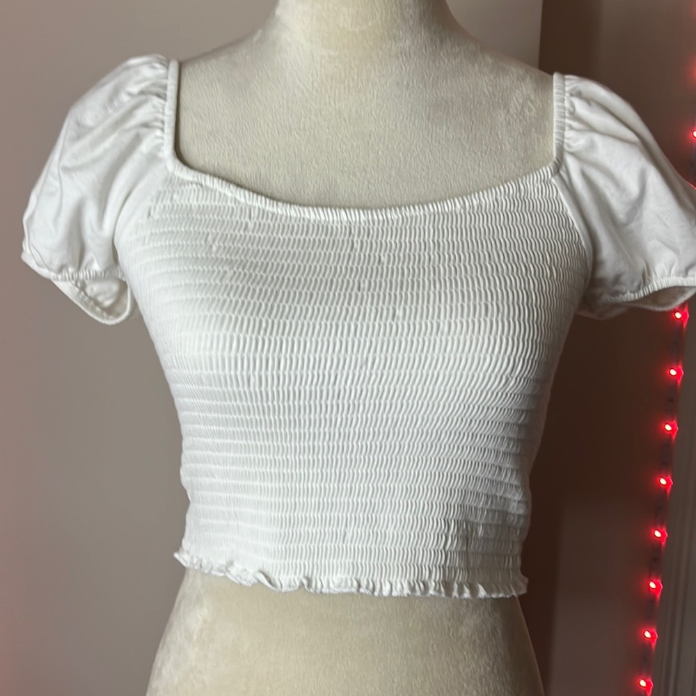 white cropped top